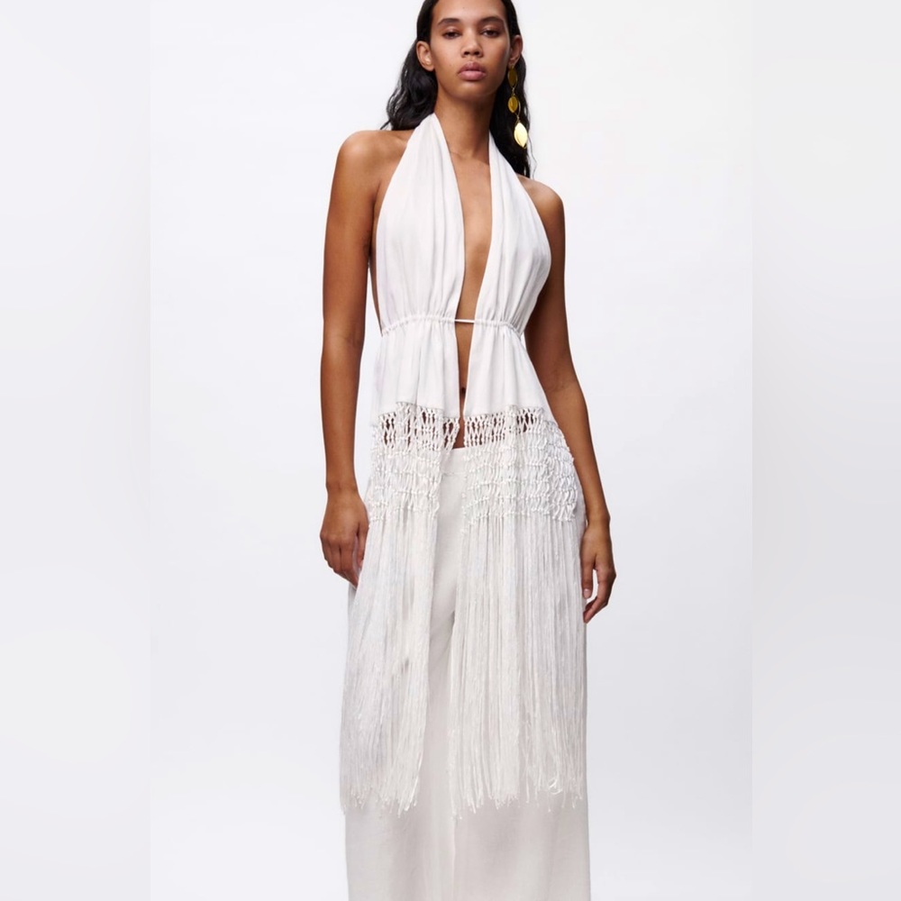 Zara fringe halter top. Small. Tags were taken off but never worn